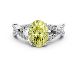 Fancy Yellow Oval Cut Diamond Solitaire Ring in Silver with Interwoven Pavé Band and Prong Setting_6