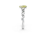 Fancy Yellow Oval Cut Diamond Solitaire Ring in Silver with Twisted Ribbon Band and Round Accents_2