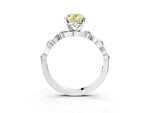 Fancy Yellow Oval Cut Diamond Solitaire Ring in Silver with Twisted Ribbon Band and Round Accents_3