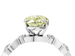 Fancy Yellow Oval Cut Diamond Solitaire Ring in Silver with Twisted Ribbon Band and Round Accents_4