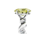Fancy Yellow Oval Cut Diamond Solitaire Ring in Silver with Twisted Ribbon Band and Round Accents_5