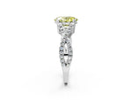 Fancy Yellow Oval Cut Diamond Solitaire Ring in White gold with Interwoven Pavé Band and Prong Setting_2
