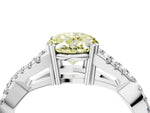 Fancy Yellow Oval Cut Diamond Solitaire Ring in White gold with Interwoven Pavé Band and Prong Setting_4