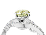 Fancy Yellow Oval Cut Diamond Solitaire Ring in White gold with Pavé Twist Band and Prong Setting_4