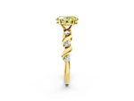 Fancy Yellow Oval Cut Diamond Solitaire Ring in Yellow gold with Twisted Ribbon Band and Round Accents_2