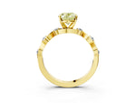 Fancy Yellow Oval Cut Diamond Solitaire Ring in Yellow gold with Twisted Ribbon Band and Round Accents_3