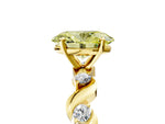 Fancy Yellow Oval Cut Diamond Solitaire Ring in Yellow gold with Twisted Ribbon Band and Round Accents_5
