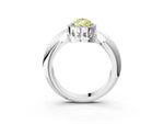 Fancy Yellow Pear Cut Diamond Halo Engagement Ring in Platinum with Plain Split Shank and Prong Setting_15