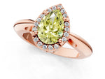 Fancy Yellow Pear Cut Diamond Halo Engagement Ring in Rose gold with Plain Split Shank and Prong Setting_1