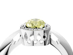 Fancy Yellow Pear Cut Diamond Halo Engagement Ring in Silver with Plain Split Shank and Prong Setting_16