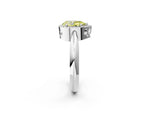 Fancy Yellow Pear Cut Diamond Halo Engagement Ring in White gold with Plain Split Shank and Prong Setting_2