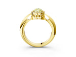 Fancy Yellow Pear Cut Diamond Halo Engagement Ring in Yellow gold with Plain Split Shank and Prong Setting_3