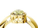 Fancy Yellow Pear Cut Diamond Halo Engagement Ring in Yellow gold with Plain Split Shank and Prong Setting_4