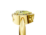 Fancy Yellow Pear Cut Diamond Halo Engagement Ring in Yellow gold with Plain Split Shank and Prong Setting_5