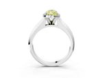 Fancy Yellow Pear Cut Diamond Halo Ring in Platinum with Cathedral Band and Prong Setting_9