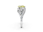 Fancy Yellow Pear Cut Diamond Halo Ring in Platinum with Marquise and Pavé Band in Prong Setting_14