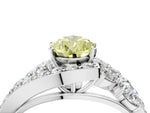 Fancy Yellow Pear Cut Diamond Halo Ring in Platinum with Marquise and Pavé Band in Prong Setting_16