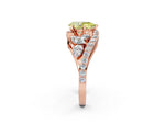 Fancy Yellow Pear Cut Diamond Halo Ring in Rose gold with Marquise and Pavé Band in Prong Setting_2