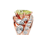 Fancy Yellow Pear Cut Diamond Halo Ring in Rose gold with Marquise and Pavé Band in Prong Setting_5