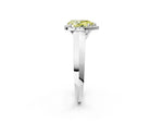 Fancy Yellow Pear Cut Diamond Halo Ring in White gold with Cathedral Band and Prong Setting_2