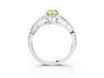 Fancy Yellow Pear Cut Diamond Solitaire Ring in Platinum with Interwoven Pavé Band and Prong Setting_9