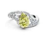 Fancy Yellow Pear Cut Diamond Solitaire Ring in Platinum with Pavé Twist Band and Prong Setting_6