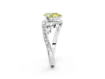 Fancy Yellow Pear Cut Diamond Solitaire Ring in Platinum with Pavé Twist Band and Prong Setting_8