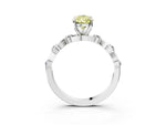 Fancy Yellow Pear Cut Diamond Solitaire Ring in Platinum with Twisted Ribbon Band and Round Accents_3
