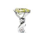 Fancy Yellow Pear Cut Diamond Solitaire Ring in Platinum with Twisted Ribbon Band and Round Accents_5