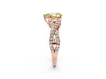 Fancy Yellow Pear Cut Diamond Solitaire Ring in Rose gold with Interwoven Pavé Band and Prong Setting_2