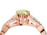Fancy Yellow Pear Cut Diamond Solitaire Ring in Rose gold with Interwoven Pavé Band and Prong Setting_4