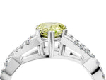Fancy Yellow Pear Cut Diamond Solitaire Ring in Silver with Interwoven Pavé Band and Prong Setting_10