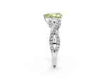 Fancy Yellow Pear Cut Diamond Solitaire Ring in White gold with Interwoven Pavé Band and Prong Setting_2