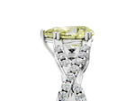 Fancy Yellow Pear Cut Diamond Solitaire Ring in White gold with Interwoven Pavé Band and Prong Setting_5