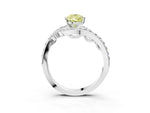 Fancy Yellow Pear Cut Diamond Solitaire Ring in White gold with Pavé Twist Band and Prong Setting_3