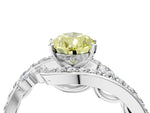 Fancy Yellow Pear Cut Diamond Solitaire Ring in White gold with Pavé Twist Band and Prong Setting_4