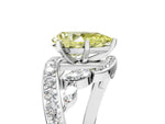Fancy Yellow Pear Cut Diamond Solitaire Ring in White gold with Pavé Twist Band and Prong Setting_5