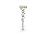Fancy Yellow Pear Cut Diamond Solitaire Ring in White gold with Twisted Ribbon Band and Round Accents_2