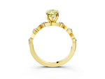 Fancy Yellow Pear Cut Diamond Solitaire Ring in Yellow gold with Twisted Ribbon Band and Round Accents_3