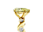 Fancy Yellow Pear Cut Diamond Solitaire Ring in Yellow gold with Twisted Ribbon Band and Round Accents_5
