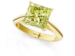 Fancy Yellow Princess Cut Diamond Cathedral Solitaire Engagement Ring in Yellow gold with Prong Setting_1