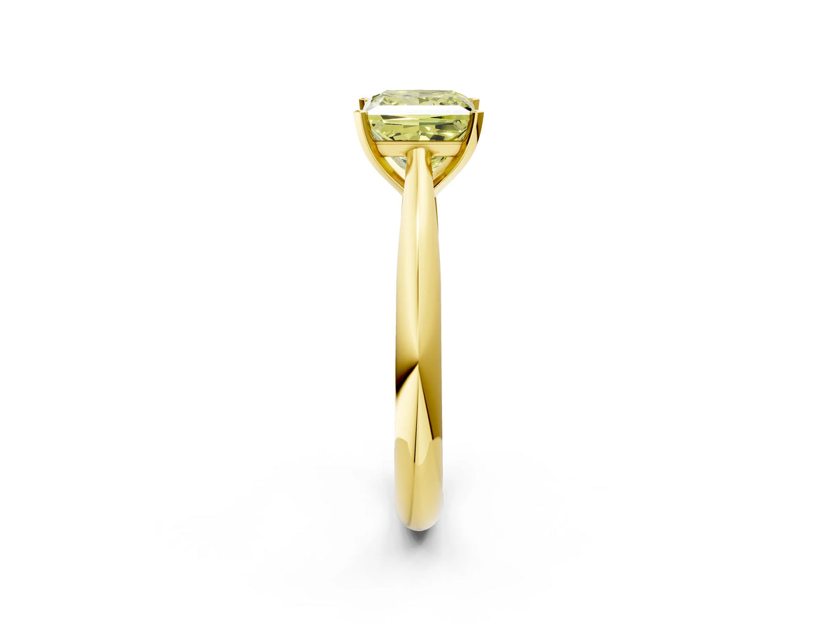 Fancy Yellow Princess Cut Diamond Cathedral Solitaire Engagement Ring in Yellow gold with Prong Setting_2