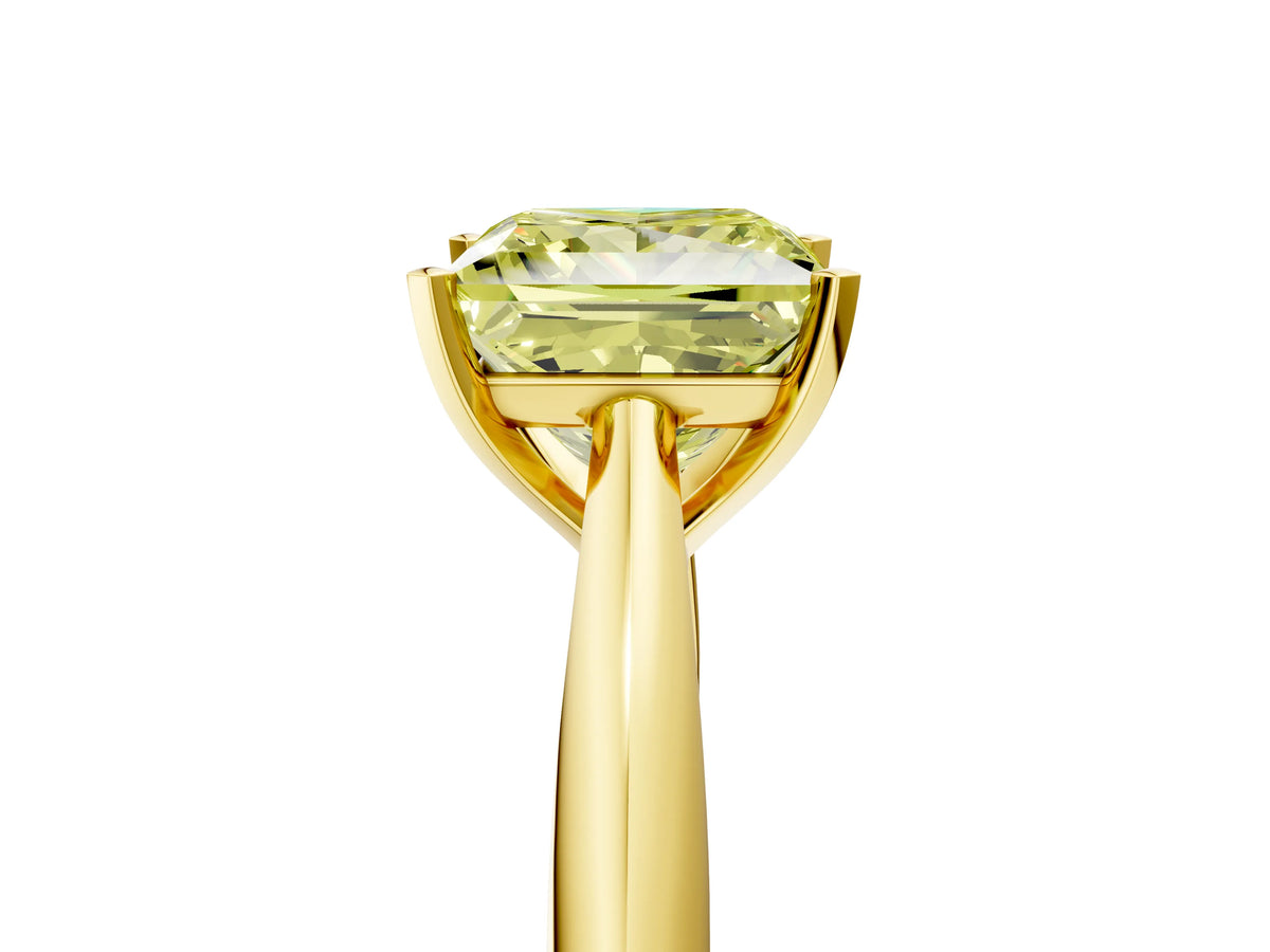 Fancy Yellow Princess Cut Diamond Cathedral Solitaire Engagement Ring in Yellow gold with Prong Setting_5