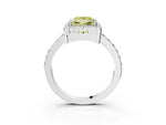 Fancy Yellow Princess Cut Diamond Halo Engagement Ring in Platinum with Milgrain Detail and Pavé Band_15