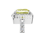 Fancy Yellow Princess Cut Diamond Halo Engagement Ring in Platinum with Milgrain Detail and Pavé Band_17