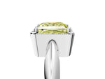Fancy Yellow Princess Cut Diamond Halo Engagement Ring in Platinum with Plain Split Shank and Prong Setting_17