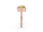 Fancy Yellow Princess Cut Diamond Halo Engagement Ring in Rose gold with Milgrain Detail and Pavé Band_2
