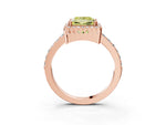 Fancy Yellow Princess Cut Diamond Halo Engagement Ring in Rose gold with Milgrain Detail and Pavé Band_3