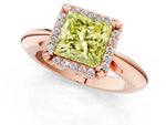Fancy Yellow Princess Cut Diamond Halo Engagement Ring in Rose gold with Plain Split Shank and Prong Setting_1
