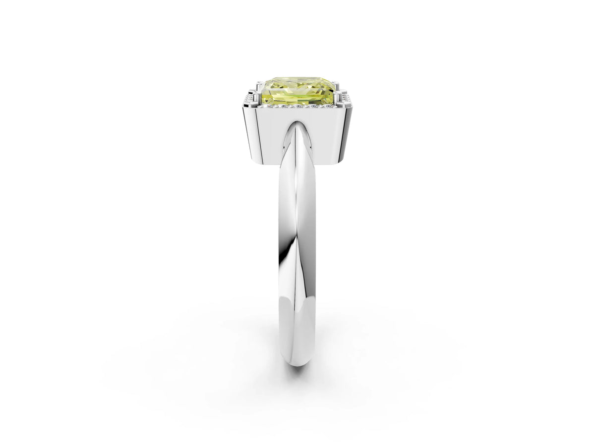 Fancy Yellow Princess Cut Diamond Halo Engagement Ring in Silver with Plain Split Shank and Prong Setting_14